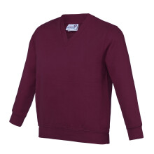 (13 Years, Burgundy) AWDis Academy Childrens/Kids Junior V Neck School Jumper/Sweatshirt (Pack of 2)