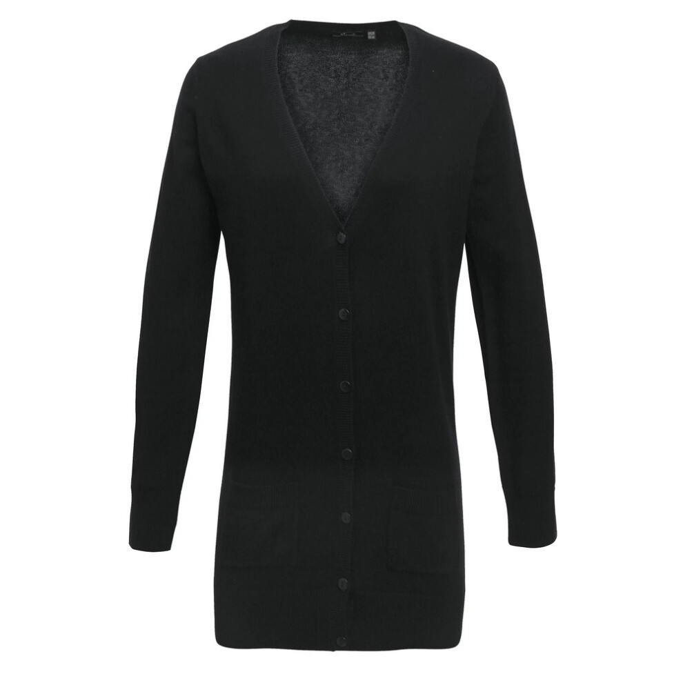 Premier Womens/Ladies Longline V Neck Cardigan (Black) - Size 12 UK - Image 2