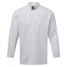 (5XL, White) Premier Mens Essential Long-Sleeved Chef Jacket