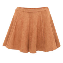 (14 UK, Tan) I Saw It First Womens/Ladies Faux Suede Pleated Skater Skirt