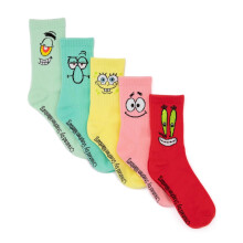 (4 UK-8 UK, Yellow/Green/Red/Blue) SpongeBob SquarePants Unisex Adult Socks (Pack of 5)