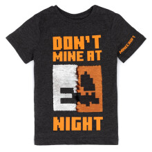 (8-9 Years, Black/Orange) Minecraft Childrens/Kids Don't Mine At Night Sequin Flip T-Shirt
