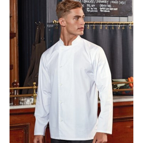 Premier (5XL, White) Premier Mens Essential Long-Sleeved Chef Jacket 2