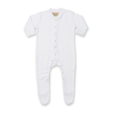 (6-12, White) Larkwood Baby Unisex Plain Long Sleeved Sleepsuit