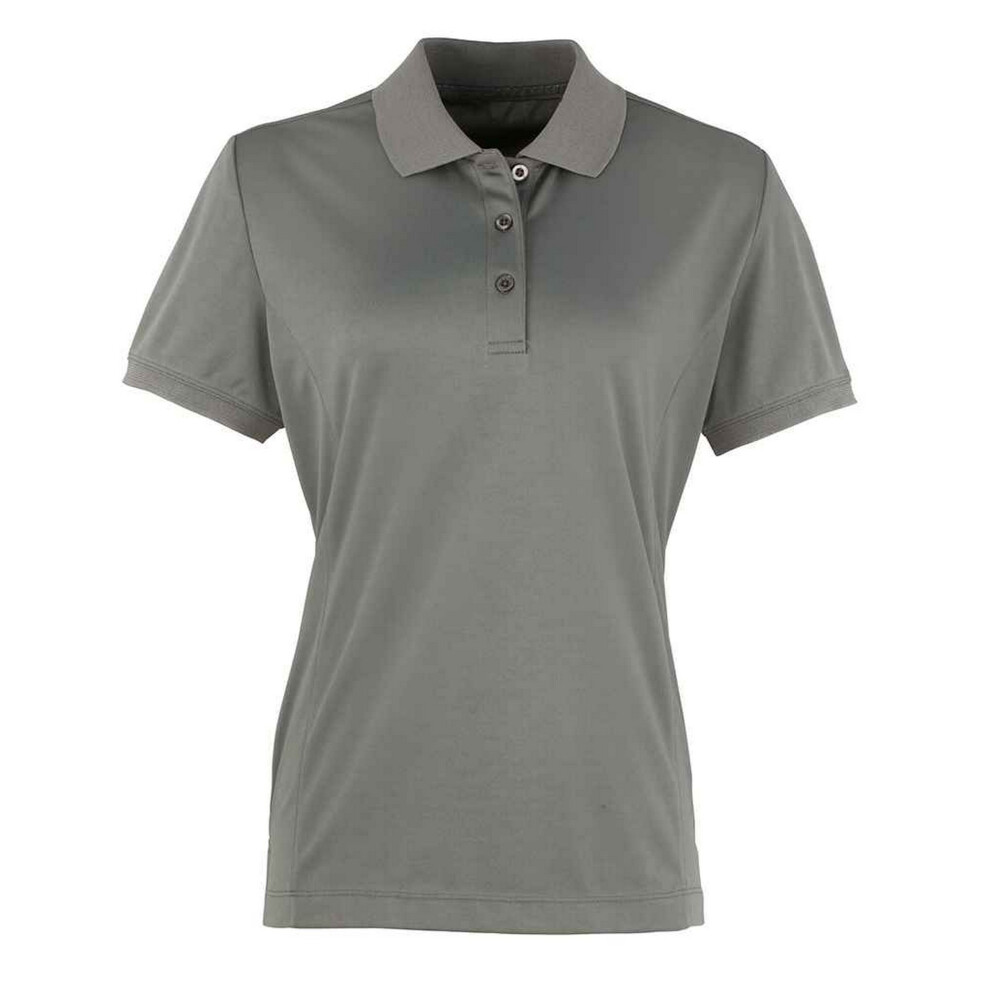 Premier Womens/Ladies Coolchecker Pique Polo Shirt (Dark Grey) - Size 18 UK - Image 2