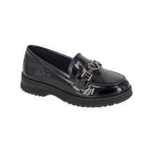 (1 UK, Black) Cipriata Girls Sina Heart Saddle Loafers