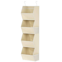 (Khaki) Fabric Hanging Nonwoven Storage Bag With Multiple Compartments For Clothing And Household Items