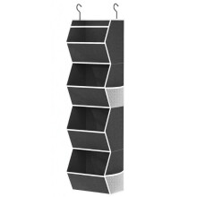 (Black) Fabric Hanging Nonwoven Storage Bag With Multiple Compartments For Clothing And Household Items