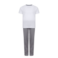 (3-4 Years, White/Heather Grey) Towel City Childrens/Kids Long Pyjamas
