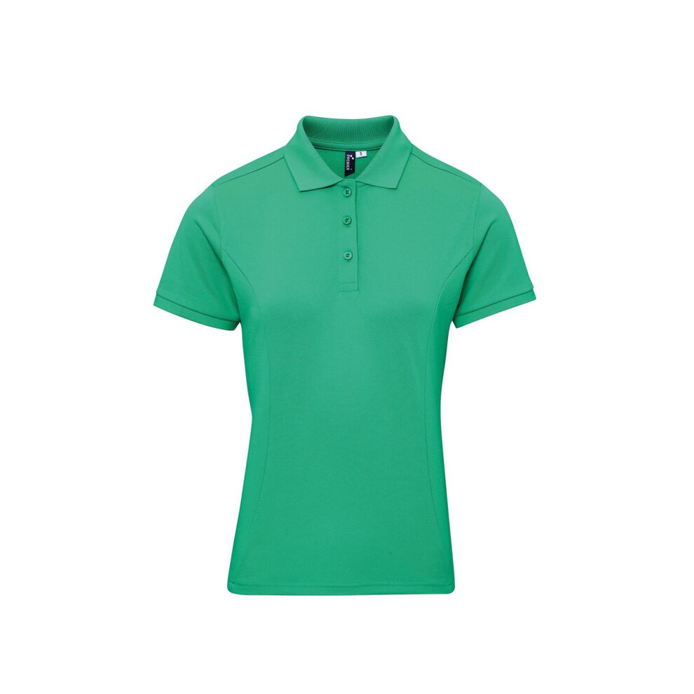 Premier Women's Green Coolchecker Plus Polo Shirt In | Size: Medium - Image 2
