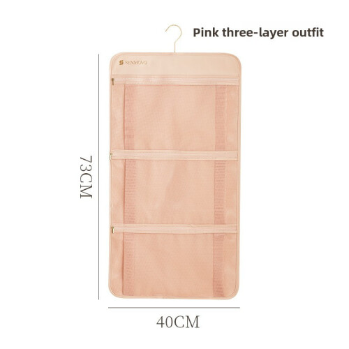 (Pink 73x40cm) Polyester Hanging Storage Bag With Multifunctional Organizer Use Bedroom For