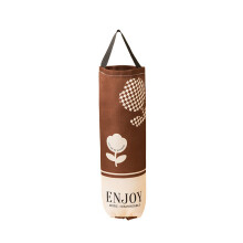 (Brown Flowers) Wallmounted Trash Bag Storage With Oxford Material For Kitchen Use And Household