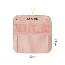 (Double Pink 43x39cm) Polyester Hanging Storage Bag With Multifunctional Organizer Use Bedroom For