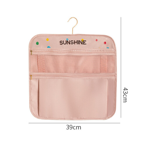 (Double Pink 43x39cm) Polyester Hanging Storage Bag With Multifunctional Organizer Use Bedroom For