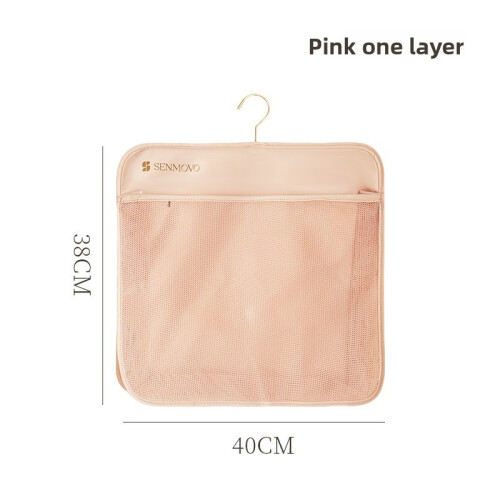 (Pink 38x40cm) Polyester Hanging Storage Bag With Multifunctional Organizer Use Bedroom For