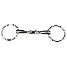 (5.5 inches, Silver) Korsteel Stainless Steel Hollow Mouth French Link Loose Ring Snaffle Bit