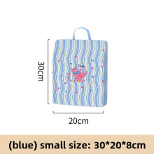 (Blue 30x20x8cm)Laundry Bag For Clothes With Cartoon Striped Cat Print And Durable Fabric Mesh