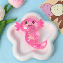 (Pink)Axolotl Squishy Toy Glitter Filled Cute Squeeze Stress Relief Toys For Gift Kids