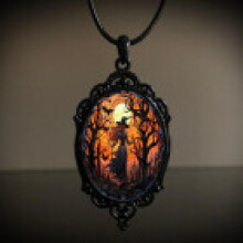 (AQ4491) Raven Gothic Cross Pendant Necklace With Alloy Material For Accessory Costume Halloween