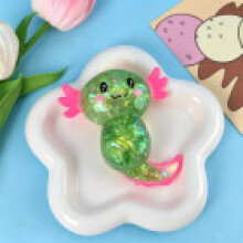(Green)Axolotl Squishy Toy Glitter Filled Cute Squeeze Stress Relief Toys For Gift Kids