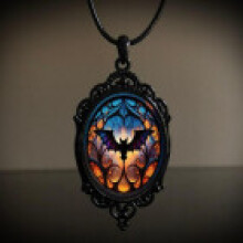 (AQ4492) Raven Gothic Cross Pendant Necklace With Alloy Material For Accessory Costume Halloween