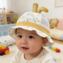 (Yellow)Boné guarda-sol verão bebê menino menina com algodão respirável e aba larga da moda