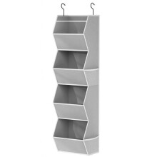 (Light Gray) Nonwoven Hanging Fabric Storage Bag With Multiple Compartments For Clothing Items And Household
