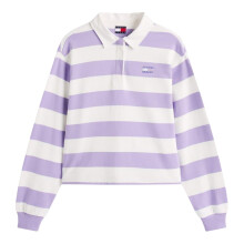 (14 UK, Amethyst Purple) Tommy Jeans Womens/Ladies Striped Cropped Polo Shirt