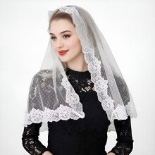 (Ivory) Bridal With Headwear Tulle And Lace Edge For Wedding And Holiday Anniversary