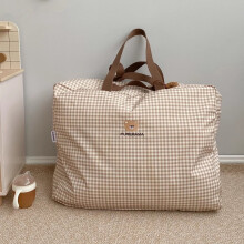 Bedding Storage Baby Bag With Embroidered Bear For Bedroom And Travel Organization