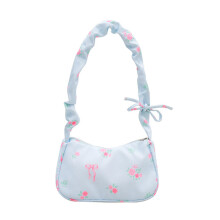 (Blue) Minimalist Crossbody Canvas Bag With Pleats For Daily Casual Fashion Gift