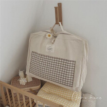 Grid Beige Pattern Packing Bag For Dorm Room And Storage Closet Solutions