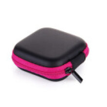 (red,7.5*7.5*2.5cm)Charger Data Cable Storage Bag Mini Portable Antipressure Headset Square Box Storage