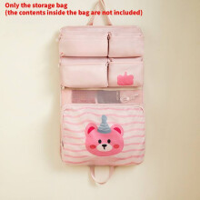 (Pink) Travel Packing Fabric Bag With Cartoon Dog And Bear Print Design For Clothes