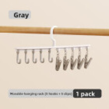 (Gray White Halfhook)Porte-attache Ă vĂŞtements portable en plastique avec style moderne pour chambre et armoire