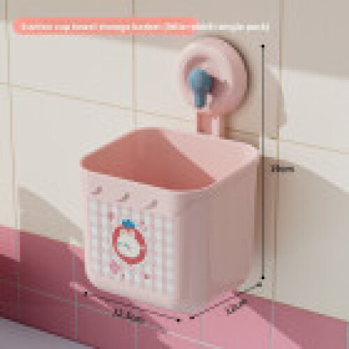 (Pink) Plastic Abs Storage Container With Suction Mount For Bedroom And Use Kitchen