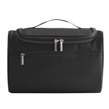 (Black) Travel Makeup Bag With Large Capacity Waterproof Oxford Fabric For Cosmetics Toiletries