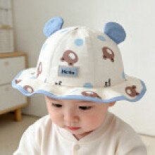(Blue)Chapeau de soleil enfant coton avec haut rond et grand bord pour protection cadeau soleil UV