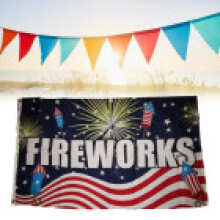 Letter Fireworks Pattern Flag Banner Fade Resistant Gift Outdoor Decoration