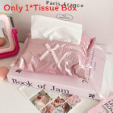 (Pink)Solid Color Bowknot Handheld Tissue Box For Car Or Home Decor Portable Gift
