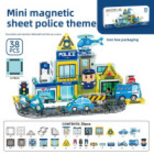 (Police)Camión de Bomberos Bloques de Construcción Magnéticos Niños Juguete Educativo con Material Abs