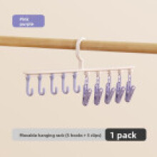(Pink Purple Halfhook)Porte-attache Ă vĂŞtements portable en plastique avec style moderne pour chambre et armoire