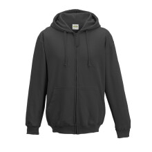 (XL, Black Smoke) Awdis Plain Mens Hooded Full Zip Hoodie / Zoodie