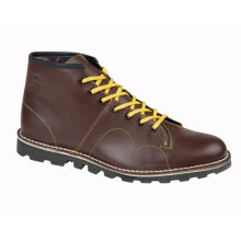 (10 UK, Wine) Grafters Mens Original Coated Leather Retro Monkey Boots