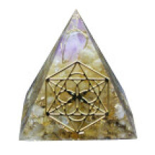 (Gold,5cm)Orgonite Pyramid Chakra Natural Crystal Resin Craft Jewelry Ornaments Crafts