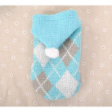 (Blue, 14(Back Length 42cm)) Clothes Pet Cat Dog Sweater With Hat Plush Material Fashion Cute Gift Design
