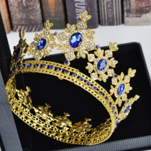 (Blue Diamond)Luxury Gorgeous Glister Crown With Water Crystal Detailing And Construction Alloy