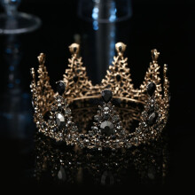 (Antique Gold)Luxury Gorgeous Glister Crown With Water Crystal Detailing And Alloy Construction