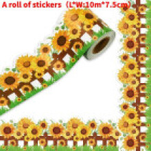 (Style 5)Sunflower Diy Border Paper Decors Self Adhesive Chalkboard Bulletin Trim Sticker