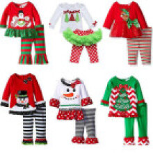 (C, S) Kids Toddler Baby Christmas Xmas Long Sleeve Pajamas Tops Pants Clothes Outfits